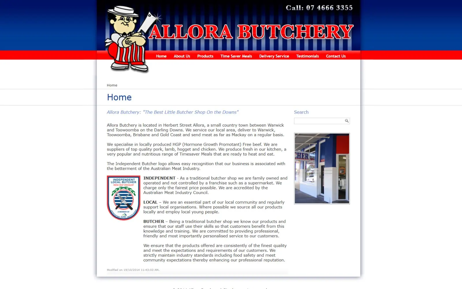 Homepage before the rebuild