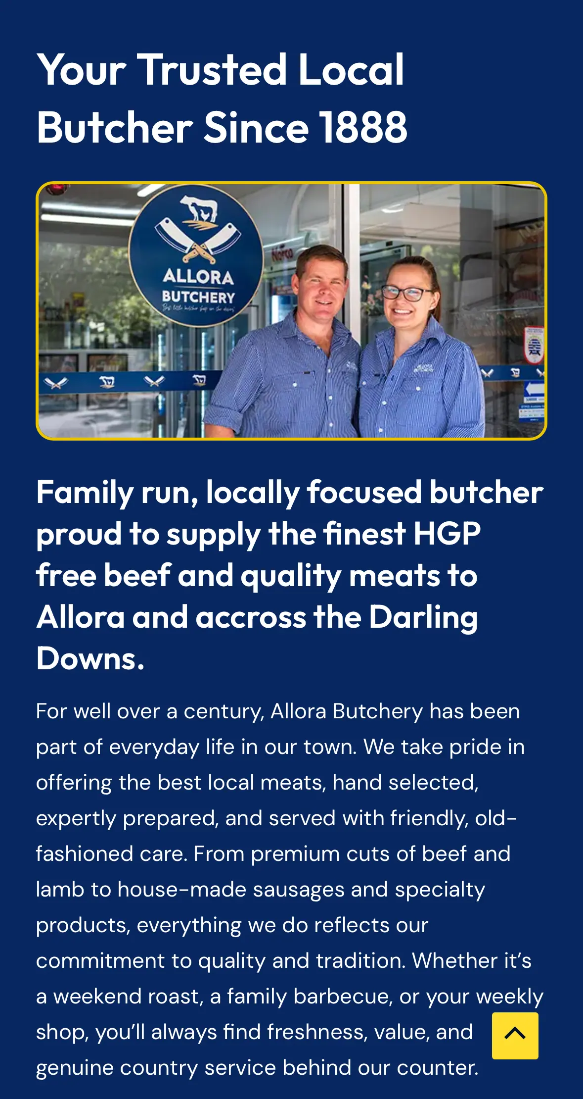 Allora Butchery on a phone, screen 2