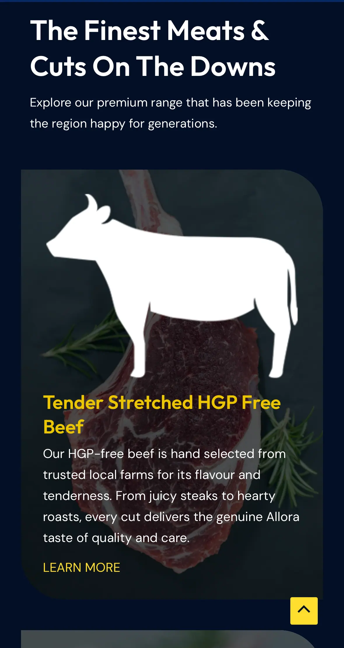 Allora Butchery on a phone, screen 3