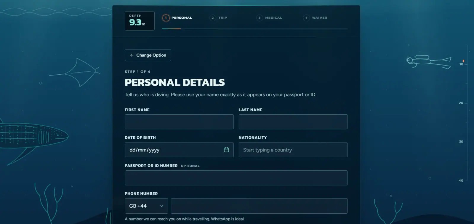Flip Flop Divers - Registration Portal screen 3