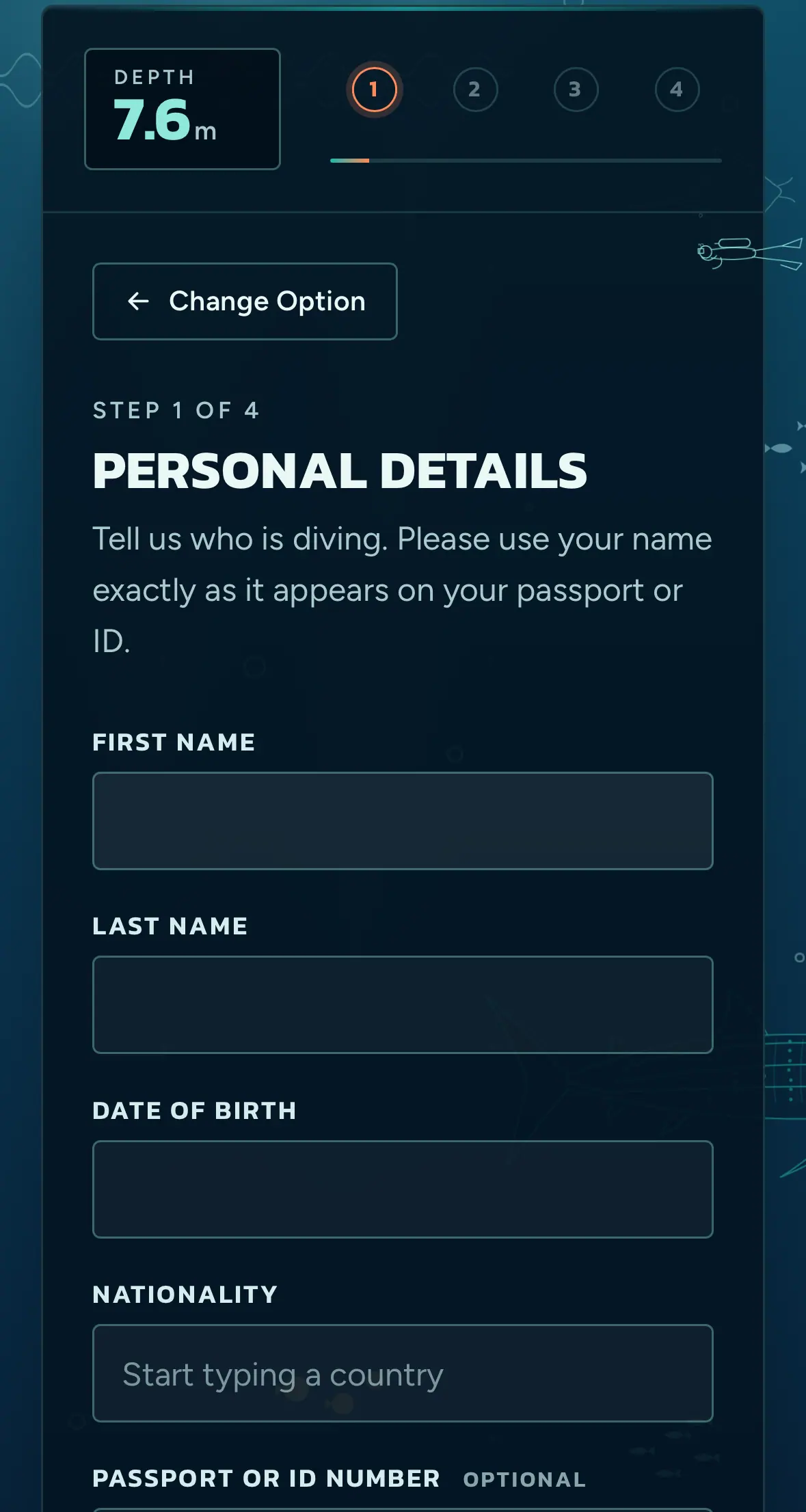 Flip Flop Divers - Registration Portal on a phone, screen 3