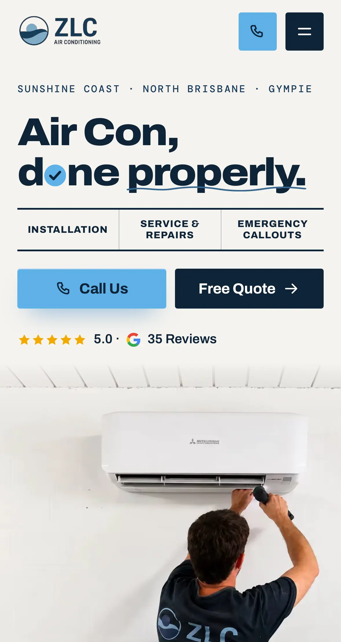 ZLC Air Conditioning on a phone